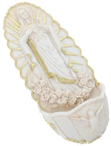 Alipis Fontana Sacra da Muro Decorativa in Resina Leggera per Ingresso e Luogo, Decorazione Muro Fontana Acqua Benedetta e Supporto Sacro per Preghiera e Comunione