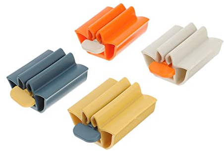 WEKAMOS Toothpaste Dispenser Squeezer 4pcs Set Manual Toothpaste Tube Squeezer Bathroom Accessories Practical for Home Use