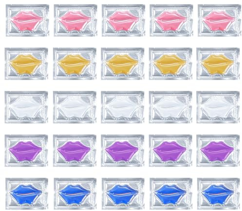 25 Pcs Collagen Lip Masks Moisturizing Nourishing Anti-wrinkle Lip Mask Sheet, Individually Wrapped Overnight Lips Masks Gel Patches, Prevent Chapped and Dry Skin and Other Problems