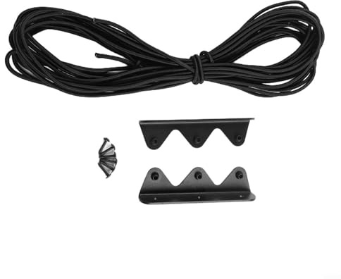 Eawfgtuw Cuerda de tensión para armario de pared para modificación de barco, juego de accesorios interiores de plástico negro y acero inoxidable con 6 tornillos y cuerda de 10 m