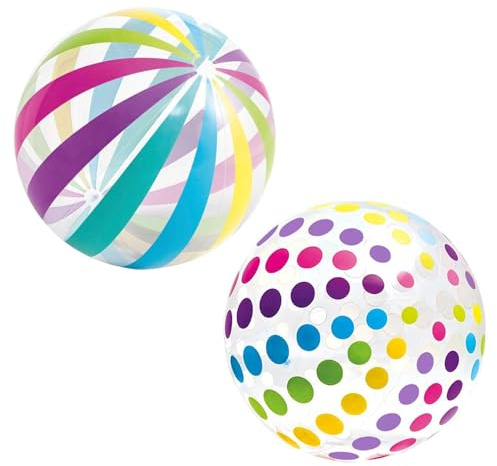 DUINIU Pallone da Spiaggia Gonfiabile Colorato da 2 Pezzi, Motivo A Strisce Punteggiate, Pallone da Spiaggia Carino Creativo, Pallone da Spiaggia Divertente, Giocattolo da Spiaggia Galleggiante.