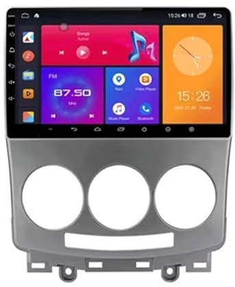 Autorradio Android Double DIN para Mazda 5 2005-2010 con Carplay y Android Auto Pantalla táctil de 9 Pulgadas Bluetooth Control del Volante GPS navegación FM USB y Manos Libres con WiFi (4 núcleos 2