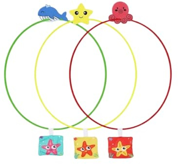 Kids Underwater Diving Pool Rings Toy, Ocean Animal Swim Through Rings with Weighted Target Bags, Swimming Breath Holding Training Game for Pool Summer Play