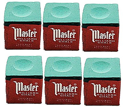 Half Dozen Green Master Pool Cue Chalk (6 Pieces)