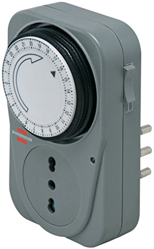 Brennenstuhl, Timer meccanico MZ 20, programmatore con timer economico con programma di 24 ore, colore: grigio
