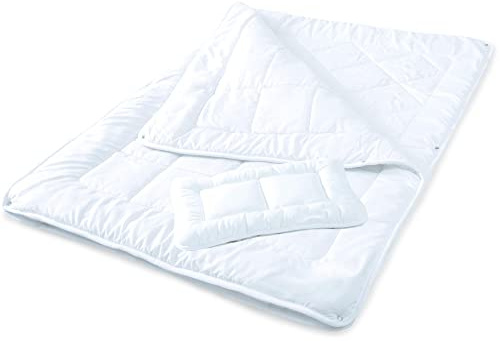 Piumone 4 Stagioni per Bambini, 100 x 135 cm, in Microfibra, Set con piumone per Bambini e 1 X Cuscino per la Testa 40 x 60 cm Bianco, Aqua Textil, Morbido al Tatto, Ideale per Bambini, 1000489
