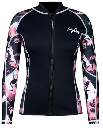 LayaTone Wetsuit Top Women 3mm Neoprene Wetsuit Jacket, Optional Neoprene/Lycra Sleeves Wetsuit Tops for Swimming Diving Surfing Canoeing