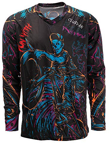 JPOJPO Men's Cycling Jersey MTB T Shirt Long Sleeve Mountain Bike Motorcycle Bicycle Clothes Anti-UV L Black
