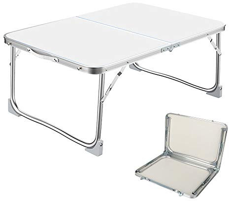 Folding Laptop Table, Portable Lap Desk with Foldable Legs, Notebook Stand Reading Holder, for Breakfast Serving Bed Tray, Reading, Watching Movie on Bed/Sofa - White (60 x 40cm)