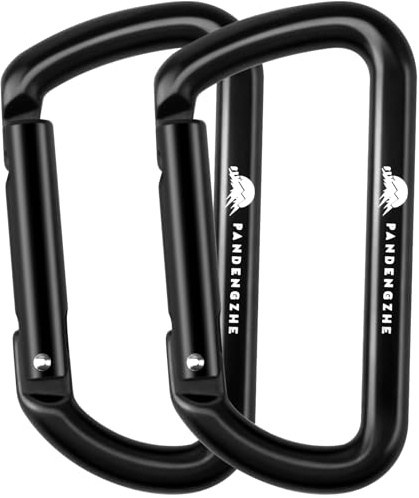 PANDENGZHE 2 Pack Carabiner Clips, 3.2 Lightweight D Shape Carabeaner, Strong and Heavy Duty Hold Max 12KN (2697 lbs Each) for Large Dog Leash, Camping, Hiking, Hammock, Keychains