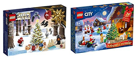 Lego Advent 2022 Kalender Bundle LEGO Wars 75340 & LEGO Stadt 60352 Bauspielzeug Weihnachten Geschenkset