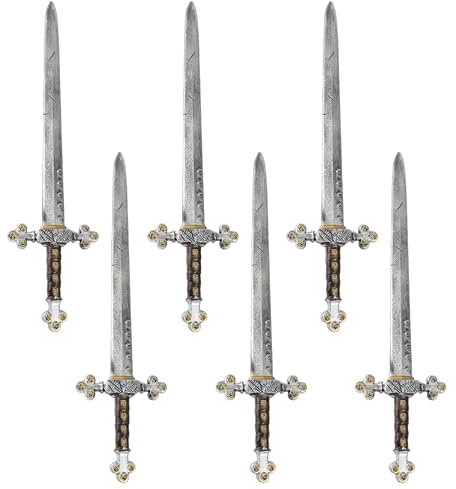 Adults Gladiator Sword - Pack of 6-29.5/75cm Roman Viking Barbarian Cosplay Fake Plastic Sword - Mens Womens TV/Film Game Warrior Historical Fancy Dress Costume Accessory