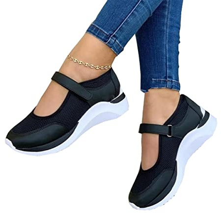AOVIN Sandales orthopédiques Mocassins pour Femme, Confortables, à Plateforme, Sans Lacets, Plats, Nautiques, Décontractés, Chaussons Basses Sandales orthopédiques (Couleur : Noir, Taille : 40 EU)