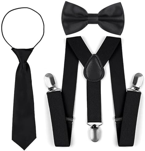 TMRBBesty Bretelle per Bambini,Set di Cinghie Regolabili per Papillon,Bretelle Y e Papillon Set,Viene fornito con papillon e cravatta coordinati per ragazzi e ragazze