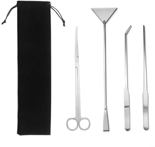 Namvo Aquascape, set extra lungo, 4 in 1, antiruggine, piante acquatiche, attrezzi per la pulizia di acquari, set di attrezzi Aquascape