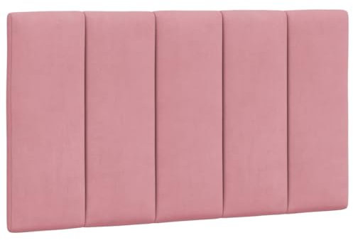 vidaXL Kopfteil Kissen, Kopfteilkissen mit Linien-Design, Bett Kopfkissen mit Klettverschlüssen auf Rückseite, Kopfteilpolster Kopfpolster, Rosa 80cm Samt