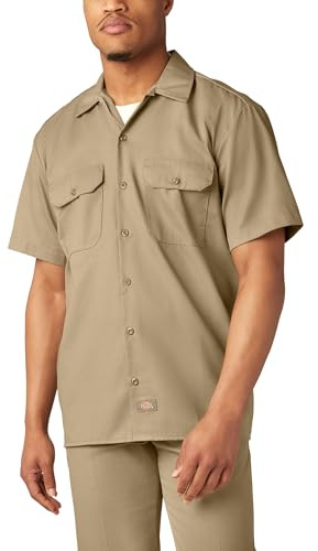 Dickies Short Sleeve Work Shirt, Khaki, M