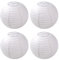 4er weiße Lampions Papier Laterne Ø 20cm 8 rund Ballform Lampenschirm,Bamboo Style Gerippter Lampenschirm Deko für Party Garten Hochzeit Dekoration