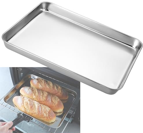 Teglia Per Forno, Teglie Rettangolari Teglia Per Grasso Lunghezza Da 23,5cm A 60cm Teglie Da Forno In Acciaio Inox, Antiaderente Teglie Facile Da Pulire Baking Sheets Per Cuocere(31.5x24.5x2.5cm)