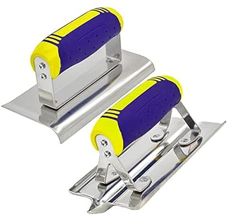 Exogio Kit de lissage et fraise à joints, truelle de lissage pour cloisons sèches avec poignée souple, truelle à bords en béton, outils de joints en acier inoxydable pour plâtre, ciment en stuc
