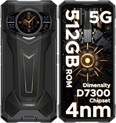 DOOGEE S200 Plus Rugged Smartphone 5G, Dimensity 7300 4nm, 32GB+512GB with 1.32 Dynamic Rear Screen Android 14 Rugged Phone, 10100mAh Battery, 100MP+20MP Night Vision AI Camera, 6.72FHD+, 120Hz, NFC