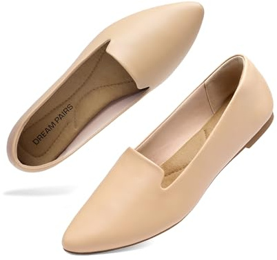 DREAM PAIRS Ballerine a Punta da Donna, Scarpe Tradizionali Morbide Slip-On per Lavoro Viaggi e Uso Quotidiano,Size 39,Nudo,DWUMSP2502