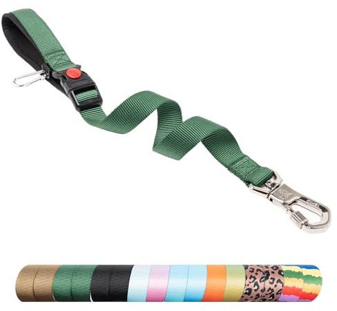 TSPRO Träningskoppel för hundar, kortförare hund för stora hundar, med starkt metalllås och vadderat handtag, 51 cm justerbart hundband för promenader (grön)
