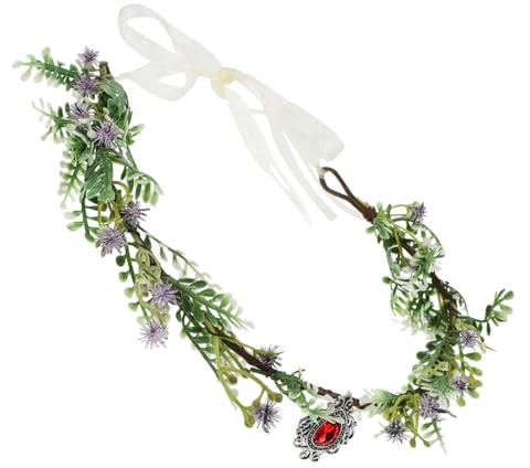 Beavorty Corona di Fiori per Sposa Corona Decorativa con Nastro per Capelli Fiori e Foglie Adatta per Feste e Matrimoni