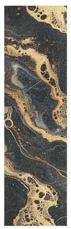 WDdZzyy Cinta de agarre sin costuras de mármol negro y dorado para patinetas con diseño antideslizante para patineta, 33 x 9 pulgadas