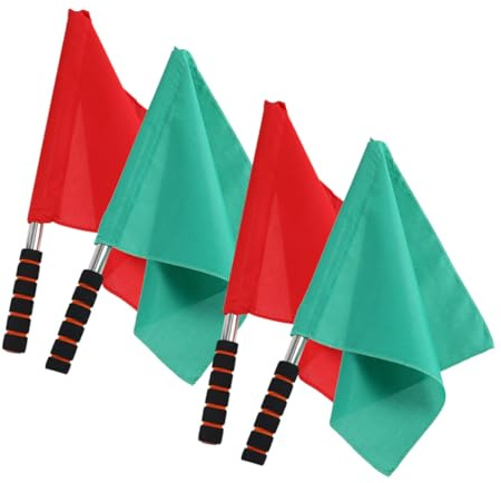 Milisten Commanding Referee Flags Set 4Pcs Handheld Signal Flags Lightweight Durable for Football Corner Training Agility Poles and Traffic Warning