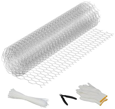 Relaxdays Maschendrahtzaun, 40 cm x 5 m, Drahtgeflecht 15 x 25 mm, Heim & Garten, verzinkter Hasendraht, Stahl, silber