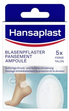 Hansaplast SOS Blasenpflaster groß (1 x 5 Stück), transparente Pflaster für sofortige Linderung von Druckschmerzen, Blasenpflaster für Ferse und Ballen