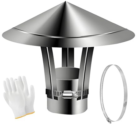 50-300mm Chapeau de Cheminée Poêle, Capot de Tuyau de Cheminées, Couvercle de Cheminée pour Toit Extérieur Réglable, Résistant au Vent et À la Pluie(130mm/5.1in)