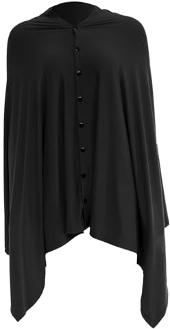 BESPORTBLE Nursing Cover and Feeding Shawl for Breastfeeding Mothers, Black Multifunctional Nursing Poncho with Snap Buttons, Soft Privacy Breastfeeding Blanket for Baby Feeding and Outdoor