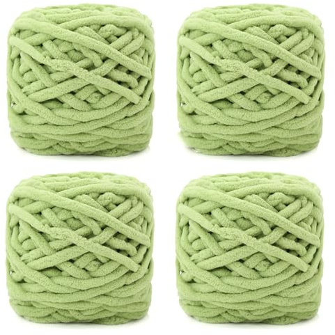 YushengTai Lana Gruesa, 4 x 100 g Chunky Yarn para Agujas de 7-8 mm, Ovillo Lana Gruesa Ideal para Tejer Gorros, Bufandas, Jerséis y Zapatillas y Mantas (Verde Guisante)
