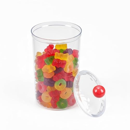 Punorric Sweet Jars with Lids, 2000ml Empty Sweet Jars, Airtight Plastic Storage Containers for Candy/Coffee Beans/Dry Food, Pick and Mix Stand & Kitchen Storage Containers