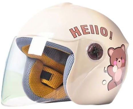 Frcychri Casco per Bambini 3/4 Viso Aperto - Casco Mezzo Guscio con Visiera Parasole, Casco da Ciclomotore - Omologato ECE Unisex Scooter Biciclette, Sci, Monopattini, Bici Senza Pedali H,2X-Large