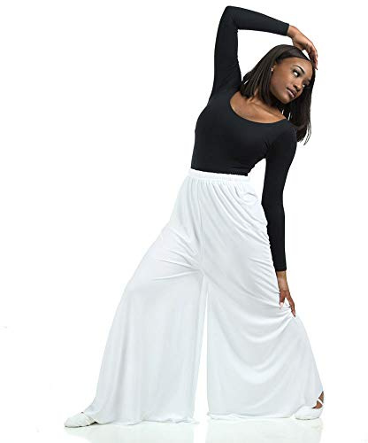 Danzcue Womens Celebration of Spirit Palazzo Pants, White, Large