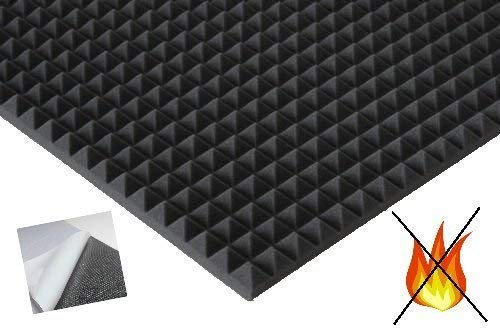 lulushop Pyramiden-Schaumstoff-Daemmung-platten Dämmung Schaumstoff SELBSTKLEBEND Akustik Flammhemend PC ca.100 x 50 x 3 cm Anthrazit / Schwarz