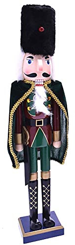 BAKAJI Soldado Cascanueces de Navidad de Madera Gigante Altura 106 cm Vestidos Pintados Barba y Pelo de Peluche con Mecanismo Funcionante Decoraciones Navidad (Diseño 7)