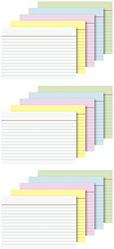 Brunnen Karteikarten, 180 g/m² (A6 liniert, Sortiert in 5 Farben) (3X 500 Stück)