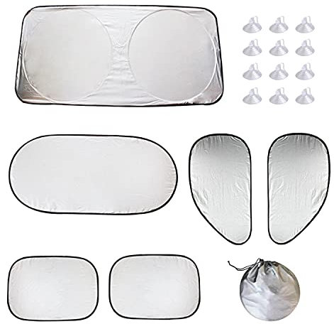 Amindz 6 Piezas Plegable Parasol Coche,Parasol Coche Anti UV Rayos,Parasol Reflectante,Protector de Parabrisas Apto a la Mayoría de Coches y SUV