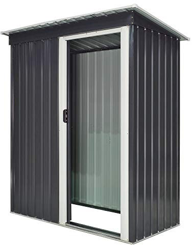 Outsunny Abri de Jardin 1,16 m² - Remise pour Outils - cabanon Porte coulissante - dim. 163L x 89l x 182H cm - tôle d'acier Noir Blanc