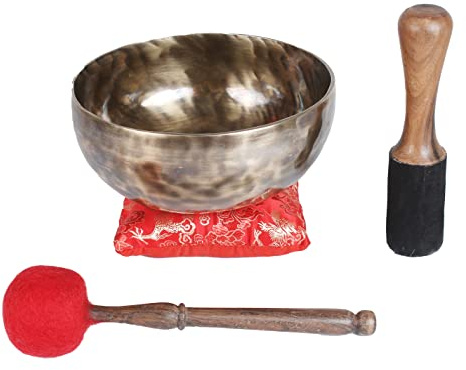 ESK GROUP ESK 7 inch Tibetan Singing Bowl set ,Meditation, zen decor, Spiritual and Body Healing and Energy Cleansing ,Handmade, Comes w/ silk cushions, sticks and Flag