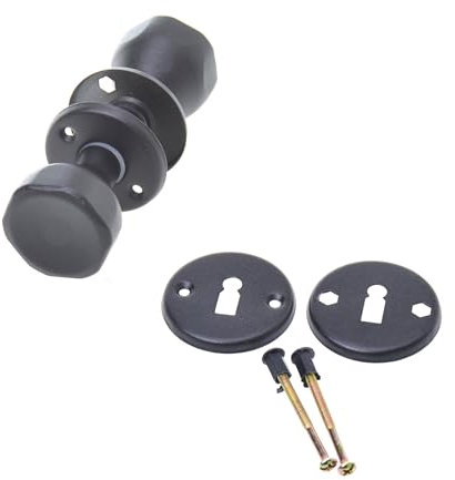 Aqbau® Türknopf Drehbar mit rosette BB Knopfdrücker Drehknauf zimmertür Türknauf Komplettes Set Türknöpfe inkl. Bolzen und Schrauben Türklinke Türgriffe Knauf (Schwarz)