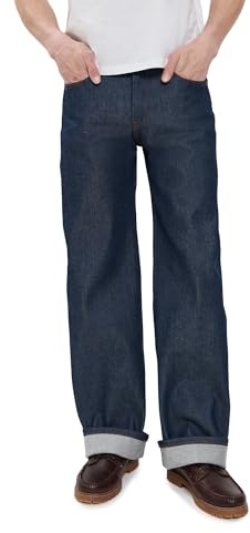Naked & Famous Denim Men's Strong Guy Natural Indigo Selvedge Jeans, Natural Indigo, 38
