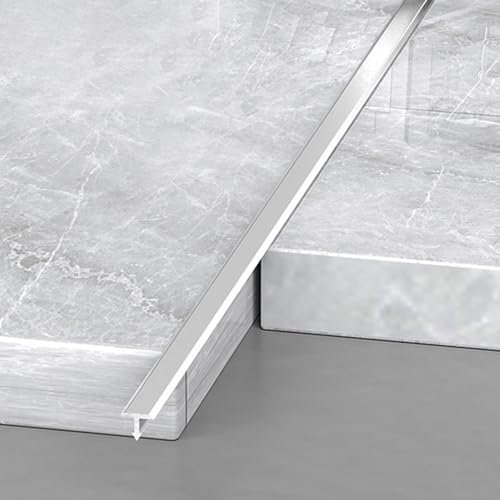 Juego de 2 tiras de transición extra finas de aluminio plateado de 129,5 cm para umbral de puerta, suelo de vinilo y junta de baldosas, 40 mm de ancho