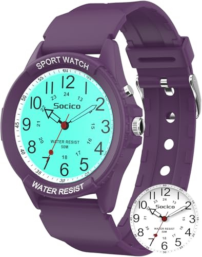 SOCICO Analog Watch for Women Nurses 50M Waterproof Night Light 12/24H