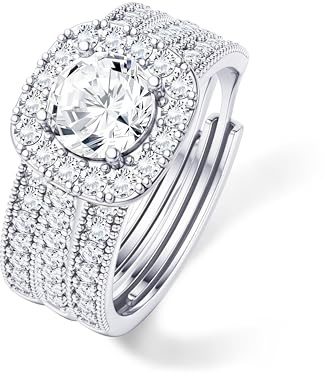LOLIAS Bague Femme Argent 925 Bague Acier Inoxydable Femme Lot Bague Couple Reglable Ajustable Fiançailles Bijoux Cadeau Femme