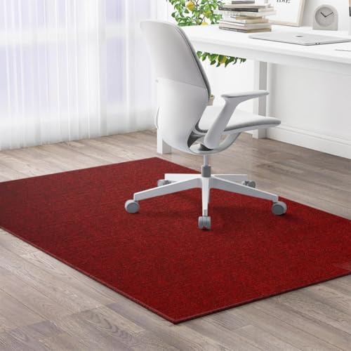 Highdi Alfombrilla para Silla de Oficina, Protector Suelo Silla Ruedas Antideslizante Resistente a los Arañazos, TPE Alfombrilla de Protección para Suelos Duros (Rojo Vino,80x120cm)
